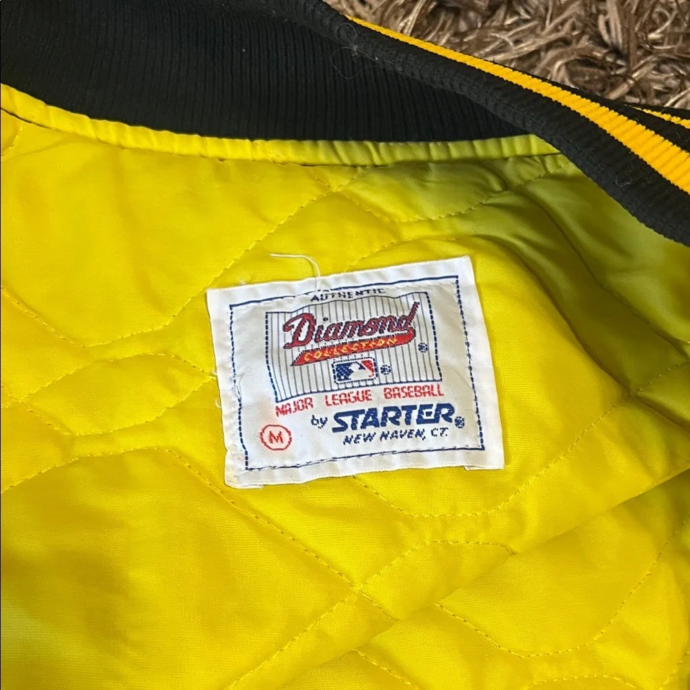 Vtg Pittsburgh Pirates Authentic Diamond Satin Black and Yellow Varsity Jacket - Picture 16 of 17